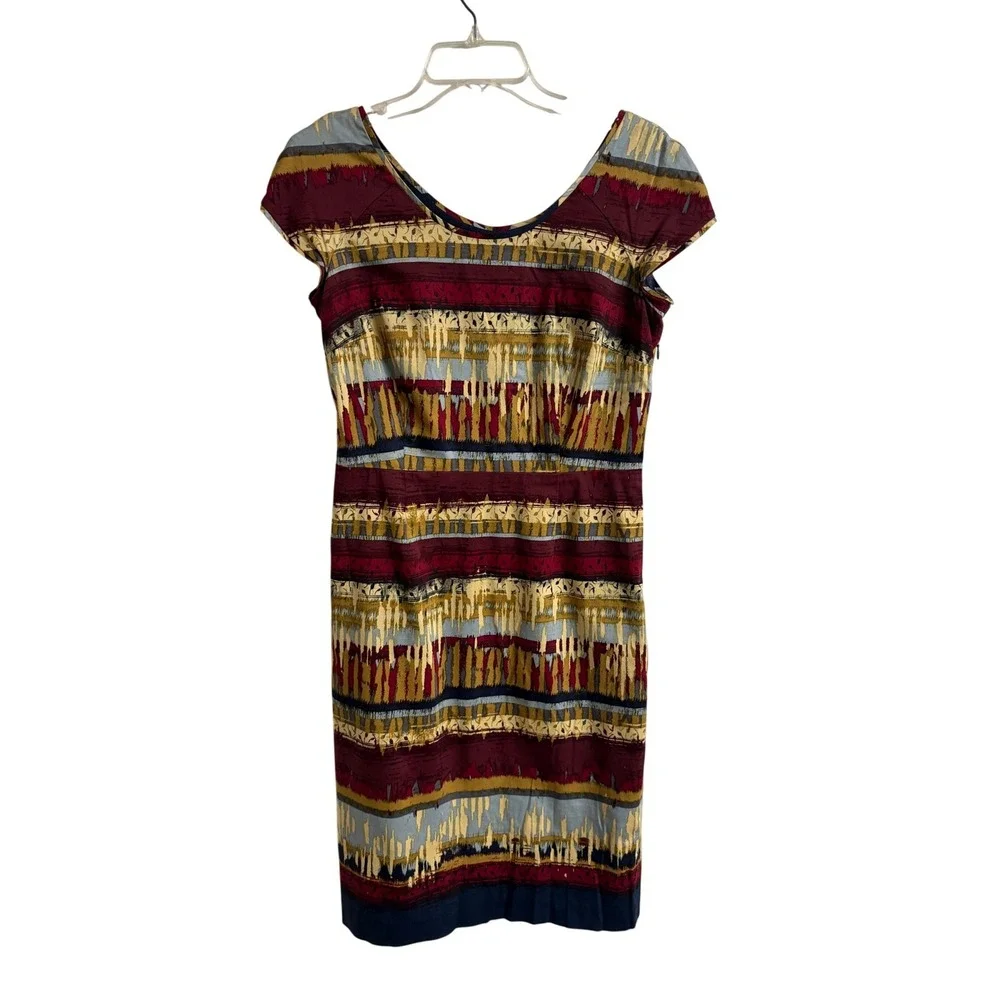 Pendleton Womens Multi Color Aztec Abstract Stripe Cotton Sheath Dress Size 6